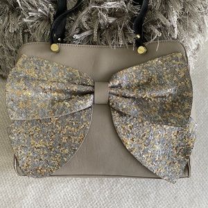 Betsey Johnson Silver and Gold Sparkle Bow Purse